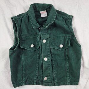 Vintage Bongo Womens Small Green Denim Vest By Gene Montesano Casual Outdoors